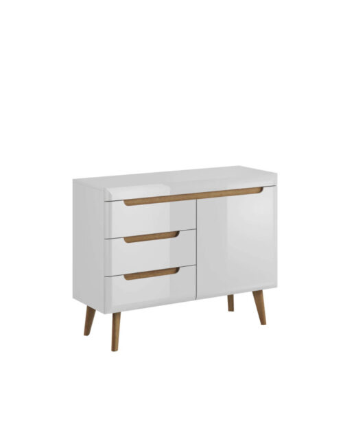 Nordi NKSZ107 kumode ar durvīm, balta/Riviera ozols