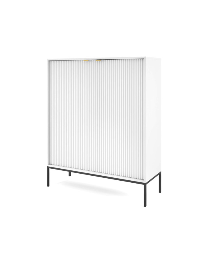 Nova K104 kumode ar atvilktnēm, durvīm, balts/melns rāmis — изображение 3