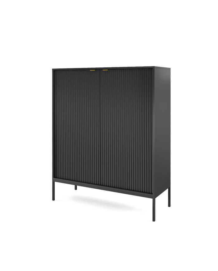 Nova K104 kumode ar atvilktnēm, durvīm, melna/melns rāmis — изображение 3