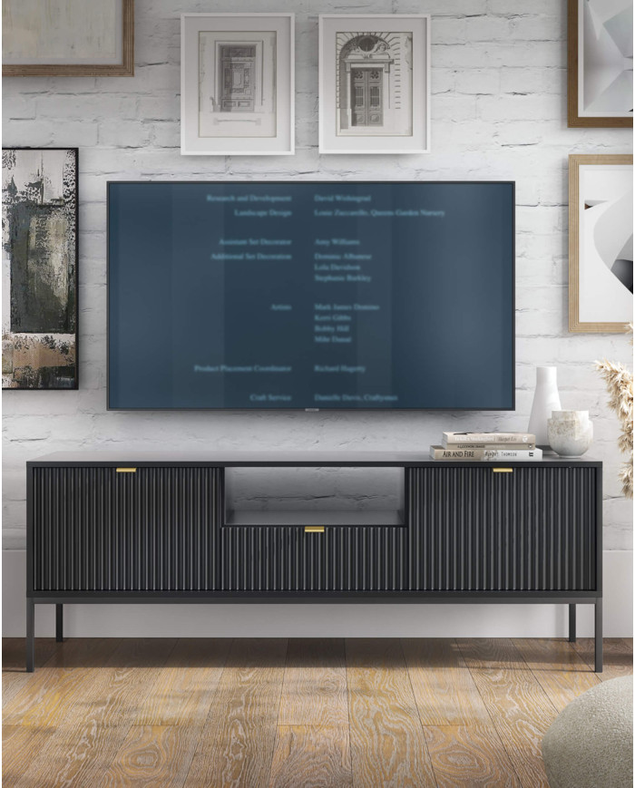 Nova K104 kumode ar atvilktnēm, durvīm, melna/melns rāmis — изображение 5