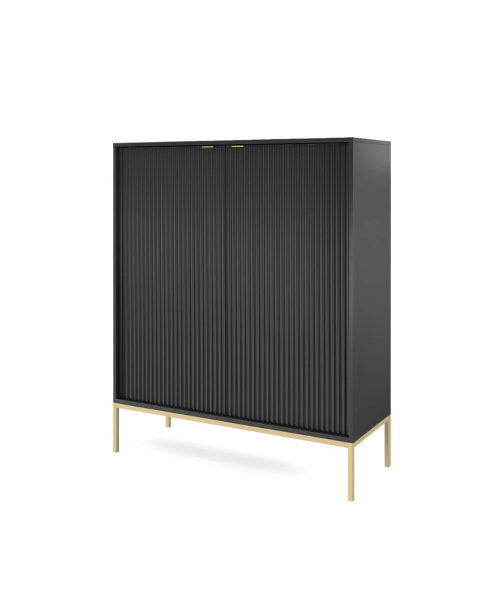 Nova K104 kumode ar atvilktnēm, durvīm, melns/zelta rāmis — изображение 2
