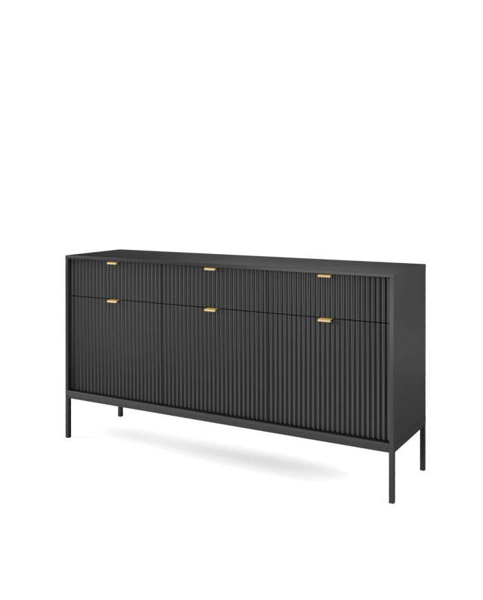 Nova KSZ154 kumode ar atvilktnēm, durvīm, melna/melns rāmis — изображение 2