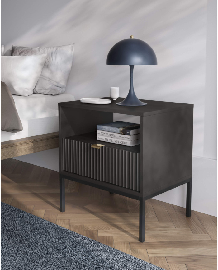Nova KSZ154 kumode ar atvilktnēm, durvīm, melna/melns rāmis — изображение 7