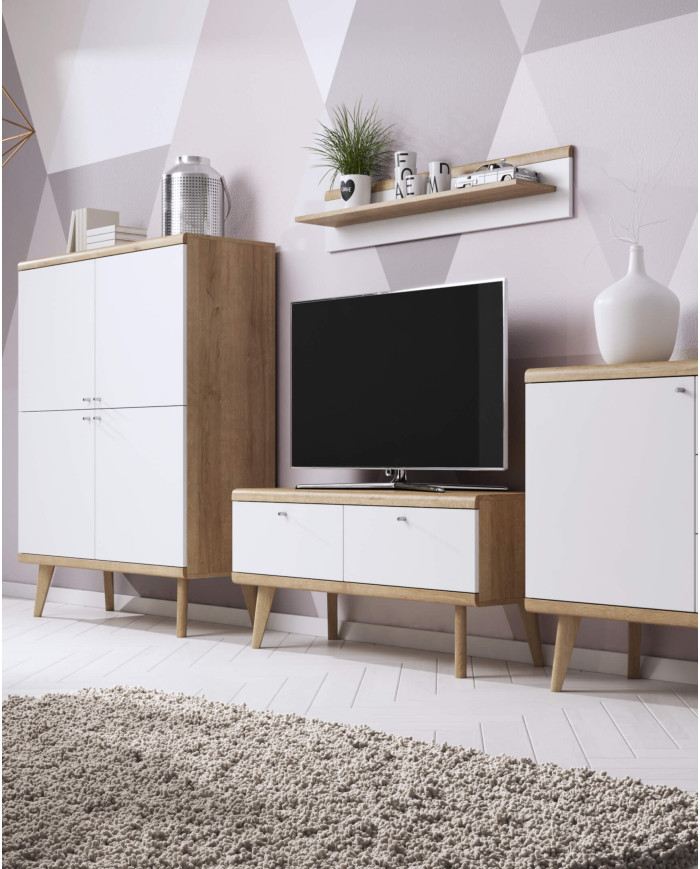 Primo PKSZ107 kumode ar durvīm, Riviera Oak/White — изображение 3