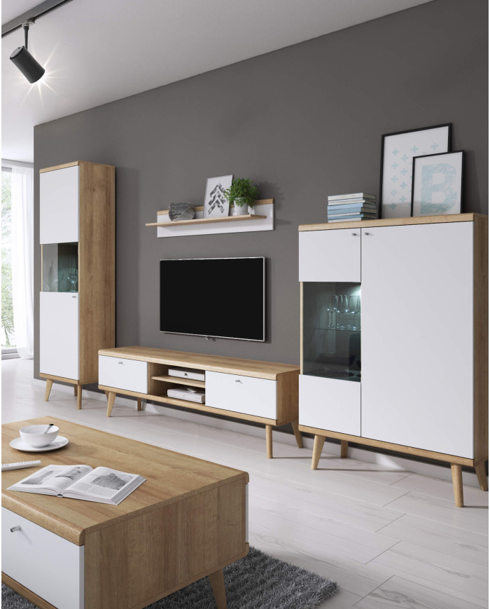 Primo PKSZ107 kumode ar durvīm, Riviera Oak/White — изображение 4