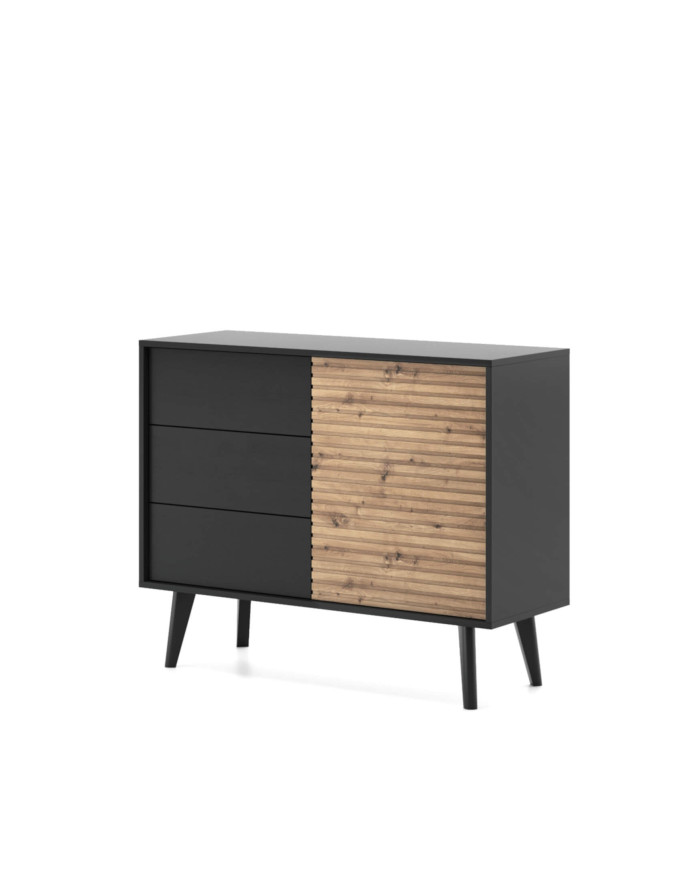 Willow KSZ104 kumode ar durvīm, Artisan ozols/melna — изображение 3