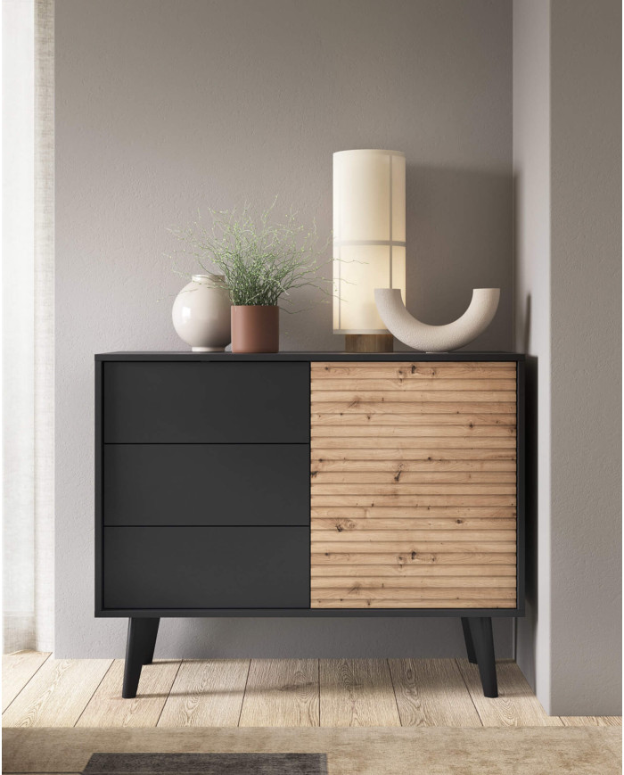 Willow KSZ104 kumode ar durvīm, Artisan ozols/melna — изображение 4