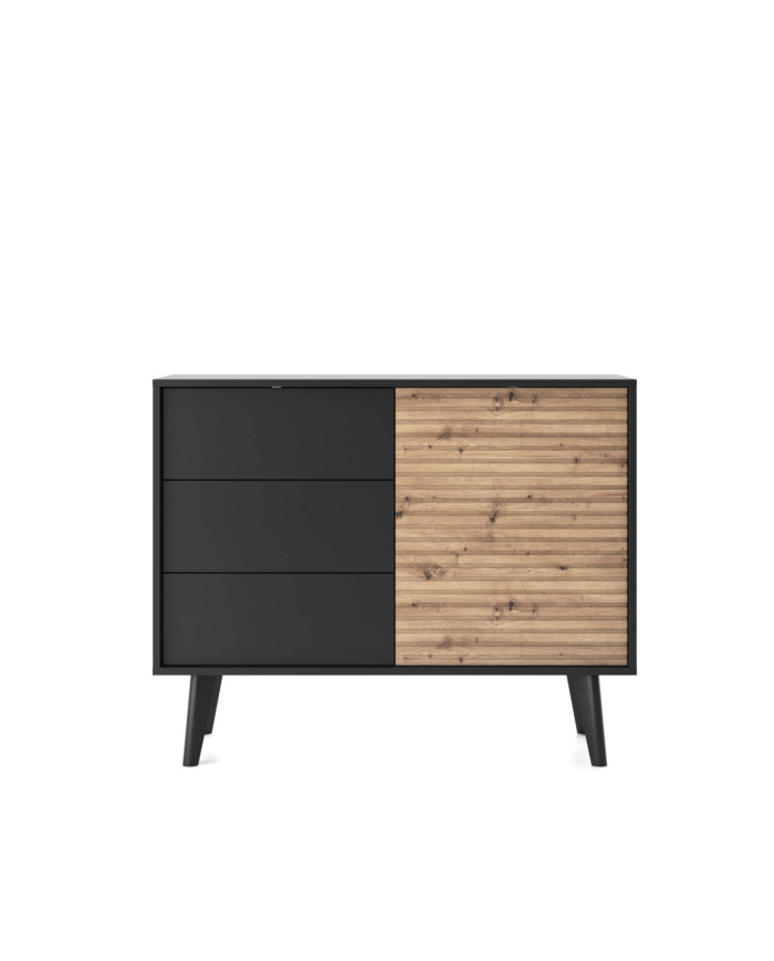Willow KSZ104 kumode ar durvīm, Artisan ozols/melna