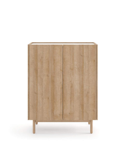Boho KD97 augsta kumode, divas durvis, Riviera Oak/Bianco marmors