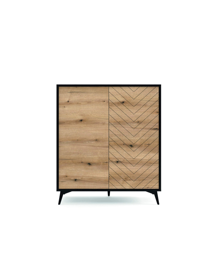 Diamond KD104 augsta kumode, divas durvis, Evoke Oak/melna