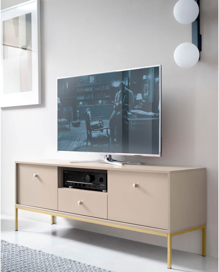 Mono MK104 augsta kumode ar durvīm, bēšs/zelta rāmis — изображение 6