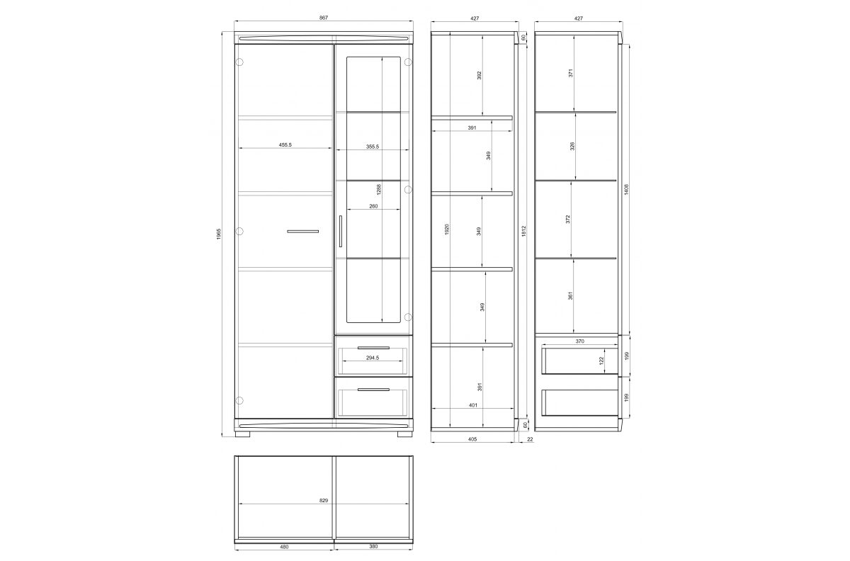 Augsta kumode SIMPLE KWD2SZ2 Craft ozols zelta/balts spīdīgs - DZĪVOJAMĀ ISTABA PLAUKTS PLAUKTS SKAPIS — изображение 3
