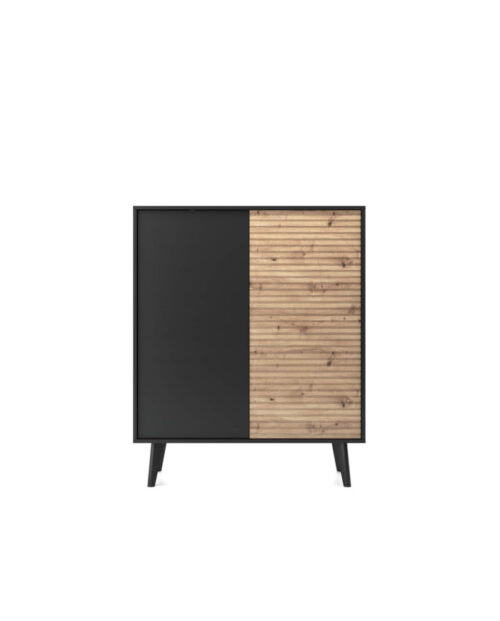 Willow KD104 augsta kumode, divas durvis, Artisan Oak/melna