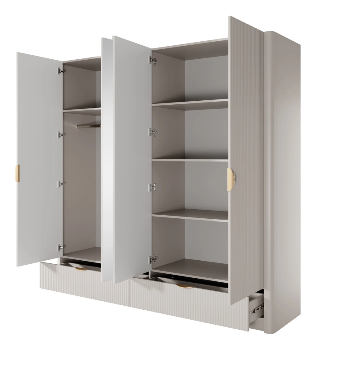 Lante skapis 213 cm ar spoguļiem, bēšs — изображение 4