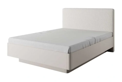 Lante 160/200 cm bēša mīksta gulta ar galvgali un rāmi