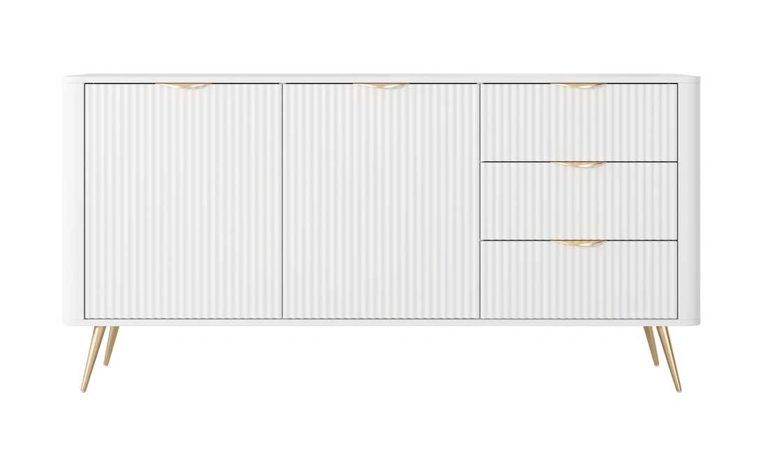 Lante kumode 163 cm 2D3S uz augstām kājām, balta