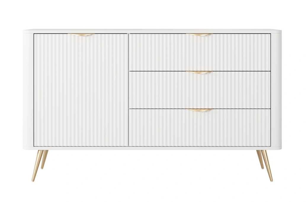 Lante kumode 138 cm D3S uz augstām kājām, balta