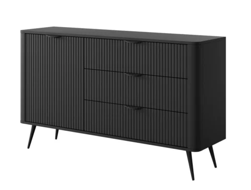 Lante kumode 138 cm D3S uz augstām kājām, melna