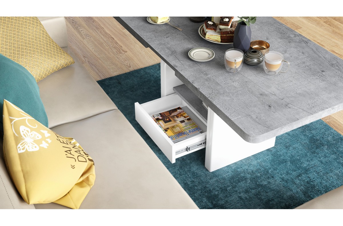 "LEXUS Millenium Concrete/Matt White" - MODERNS IZLIEKAMAIS SOLS, PACELAMAIS GALDIŅŠ, KAFIJAS GALDIŅŠ — изображение 5