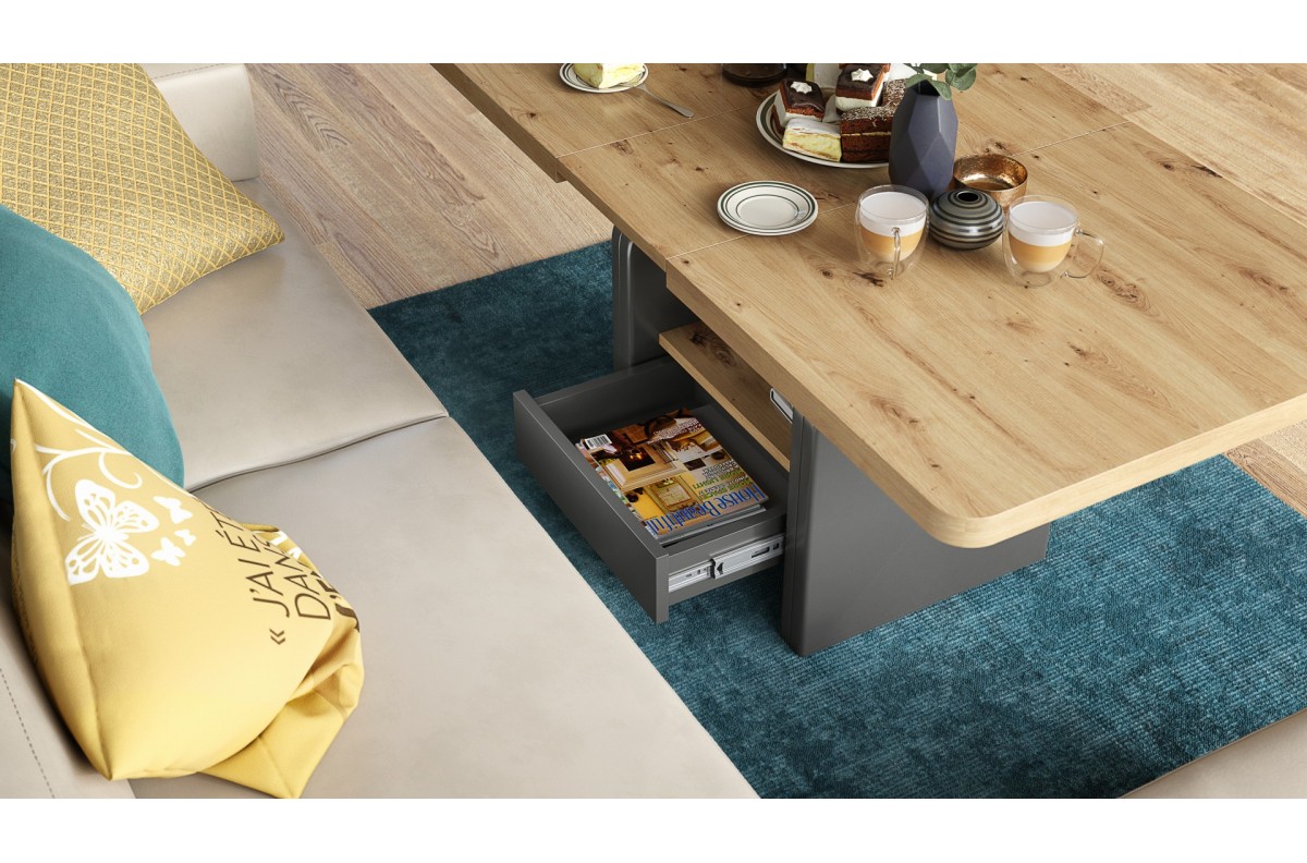 LEXUS Artisan Oak/Antracīta (tumši pelēks) - MODERNS IZGARINĀMS PACEĻAMAIS GALDS — изображение 5