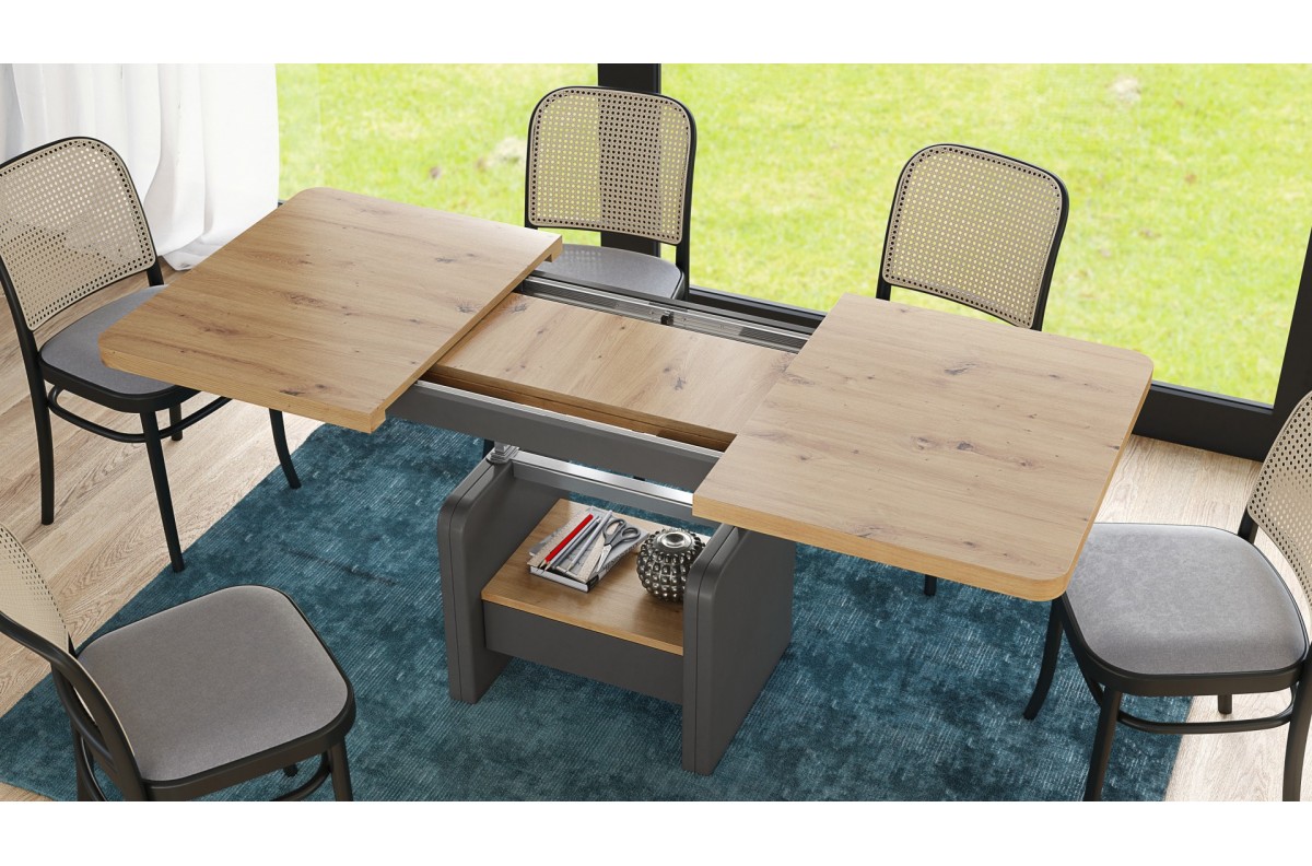 LEXUS Artisan Oak/Antracīta (tumši pelēks) - MODERNS IZGARINĀMS PACEĻAMAIS GALDS — изображение 6