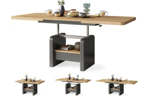 LEXUS Artisan Oak/Antracīta (tumši pelēks) – MODERNS IZGARINĀMS PACEĻAMAIS GALDS