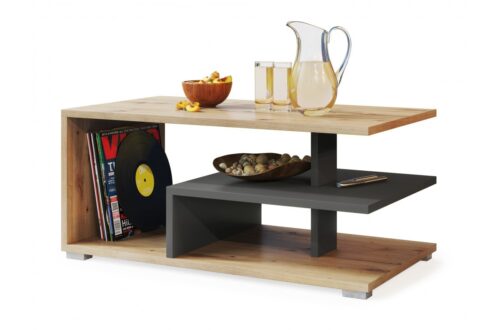 LINK Artisan Oak/Antracīts – MODERNS KAFIJAS GALDIŅŠ AR PLAUKTU
