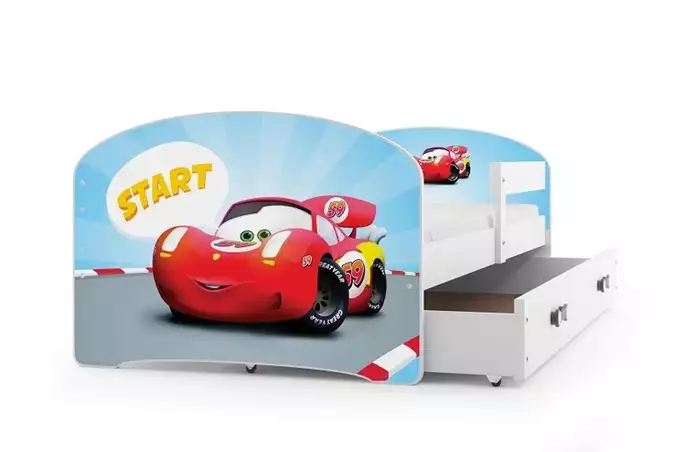 BĒRNU GULTA, PIRMAIS STĀVS, BALTS RĀMIS, AUTO UZLĪME, ATVILKTNE, BALTA, BEZ MATRAČA, 80 X 160 KOMPLEKTS - Image 6