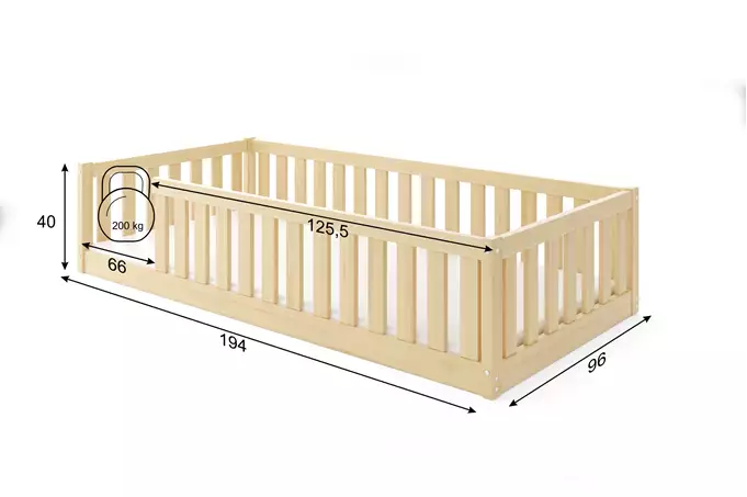 Bella Sima vienvietīga bērnu gulta 90x190 ar matraci, priede — изображение 2