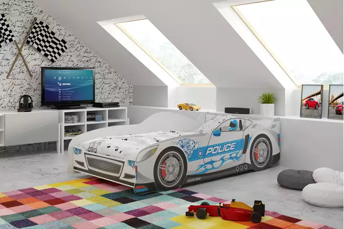 Vienvietīga bērnu gulta "Cars" 80x160, sudraba krāsā