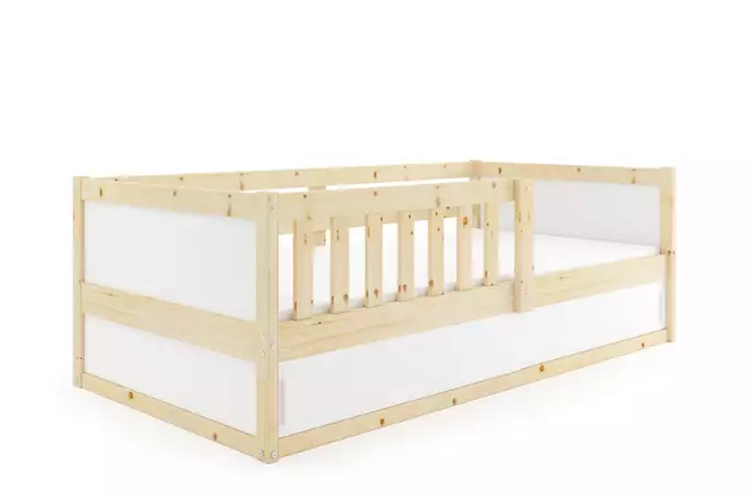 SMART 2 vienvietīga bērnu gulta 80x160 ar uzglabāšanas kasti, dabīgs koks — 2 attēls