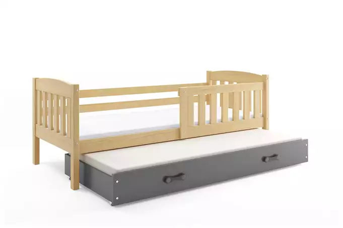 KUBUS bērnu izvelkamā gulta 80x160 ar atvilktni, priede/grafīts — изображение 2