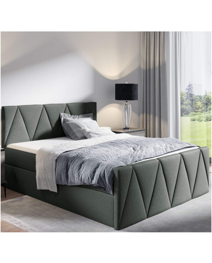 Aldo Lux kontinentālā gulta 120x200, polsterēta, matrači, matracis ar pārvalku, konteiners — изображение 4