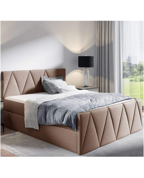 Aldo Lux kontinentālā gulta 140×200, polsterēta, matrači, matracis ar pārvalku, konteiners