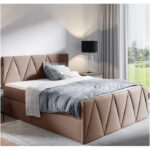 Aldo Lux kontinentālā gulta 180x200, polsterēta, matrači, matracis ar pārvalku, konteiners