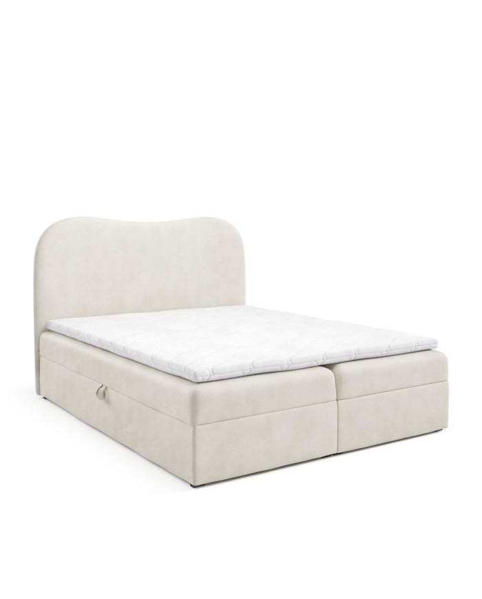 Ambra Lux kontinentālā gulta 160x200, polsterēta, matrači, matracis ar pārvalku, konteiners