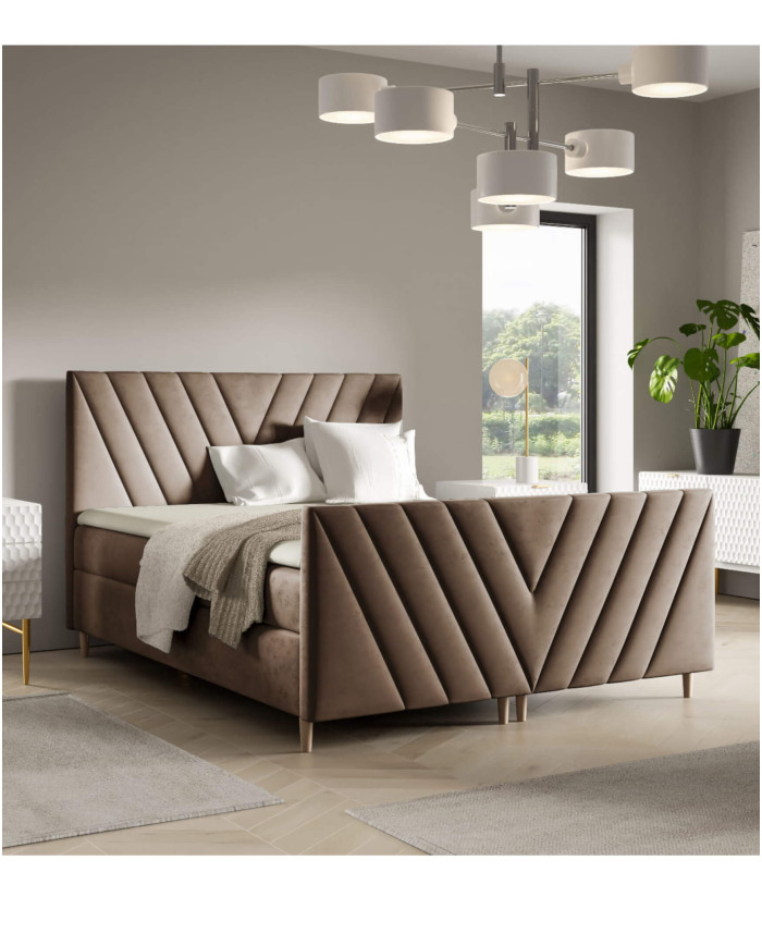 Beno Plus kontinentālā gulta 200x200, polsterēta, matrači, matrača virsmatracis, konteiners — изображение 5