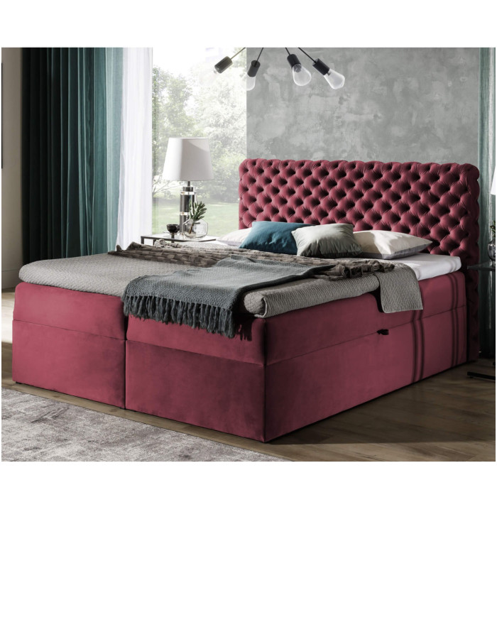 Chesterfield kontinentālā gulta 120x200, polsterēta, matracis, matrača pārvalks, konteiners - Image 3
