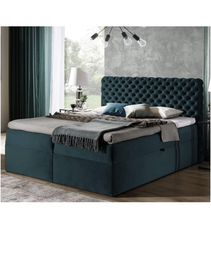 Chesterfield kontinentālā gulta 120x200, polsterēta, matracis, matrača pārvalks, konteiners - Image 4
