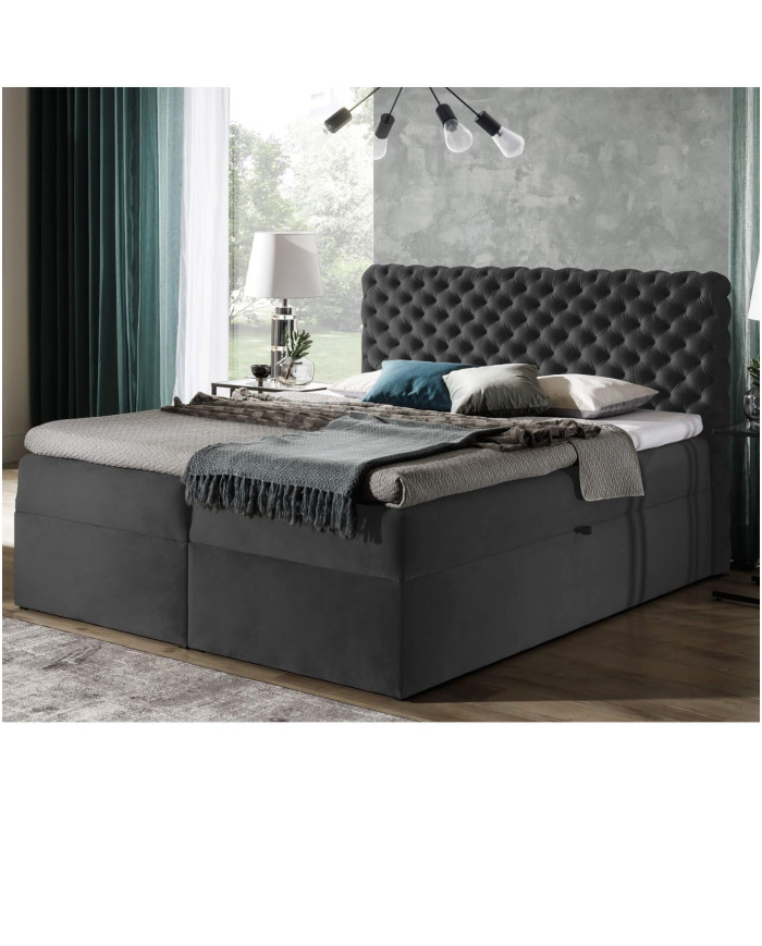 Chesterfield kontinentālā gulta 120x200, polsterēta, matracis, matrača pārvalks, konteiners - Image 5