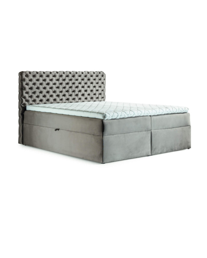 Chesterfield kontinentālā gulta 120x200, polsterēta, matracis, matrača pārvalks, konteiners