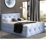 Crystal Lux kontinentālā gulta 140x200, polsterēta, matracis, matrača pārvalks, konteiners