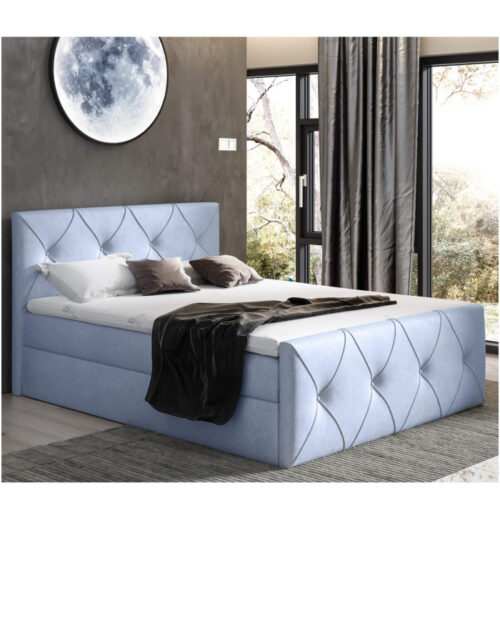 Crystal Lux kontinentālā gulta 140×200, polsterēta, matracis, matrača pārvalks, konteiners