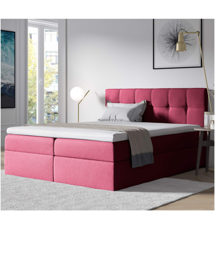 Emporio kontinentālā gulta 200x200, polsterēta, matracis, matrača pārvalks, konteiners - Image 2