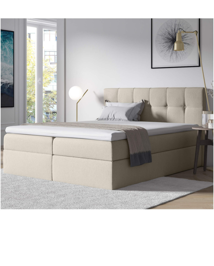 Emporio kontinentālā gulta 200x200, polsterēta, matracis, matrača pārvalks, konteiners - Image 3
