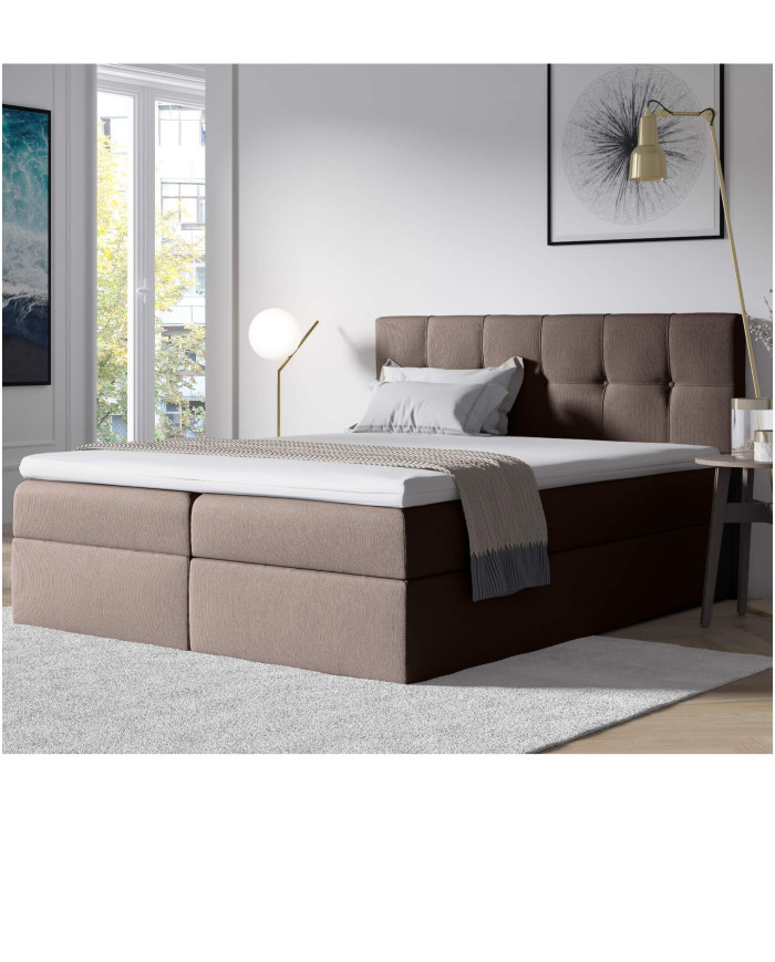Emporio kontinentālā gulta 200x200, polsterēta, matracis, matrača pārvalks, konteiners - Image 4