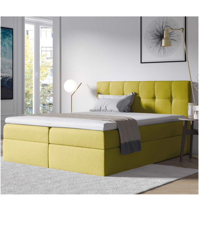 Emporio kontinentālā gulta 200x200, polsterēta, matracis, matrača pārvalks, konteiners - Image 5