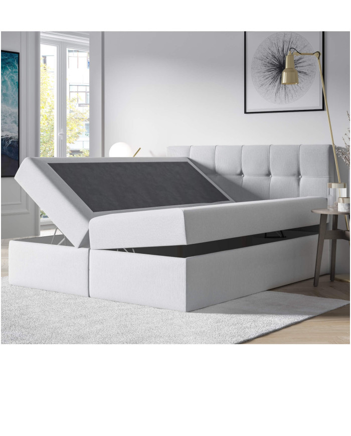 Emporio kontinentālā gulta 200x200, polsterēta, matracis, matrača pārvalks, konteiners - Image 6