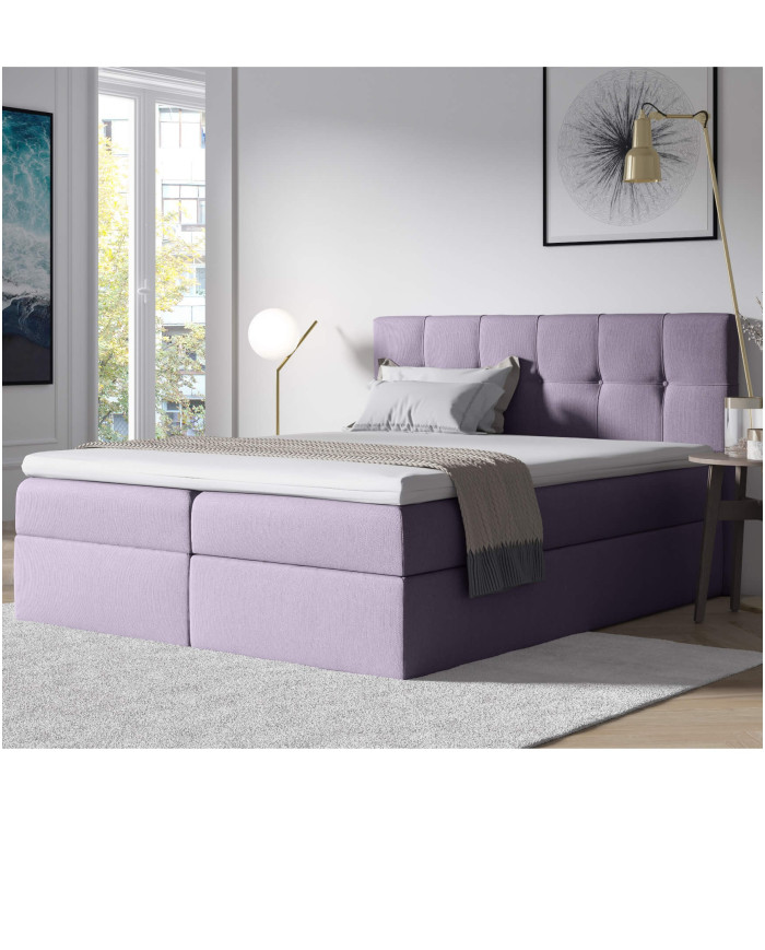 Emporio kontinentālā gulta 200x200, polsterēta, matracis, matrača pārvalks, konteiners