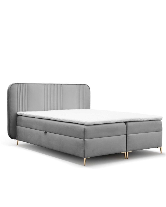 Fandy kontinentālā gulta 180x200, polsterēta, matrači, matrača virsmatracis, konteiners — 7 attēls
